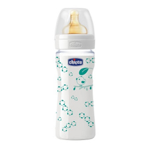 Biberon Vetro Caucciù 1 foro 240 ml
