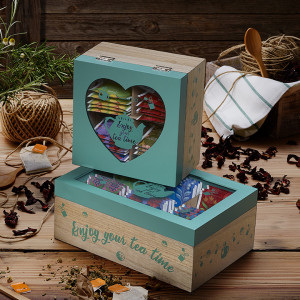Cofanetto Legno Bio Verde Enjoy Your Tea Time A 6 Scomparti 30 Bustine